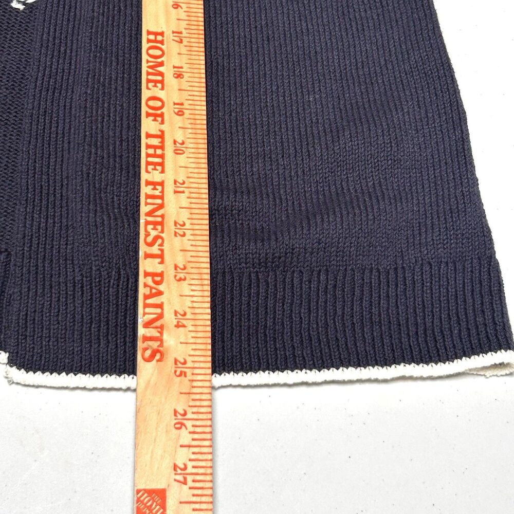 J Jill Navy Anchor Cardigan Sweater Women M Nautical Open Front Cotton Coastal - Picture 7 of 7